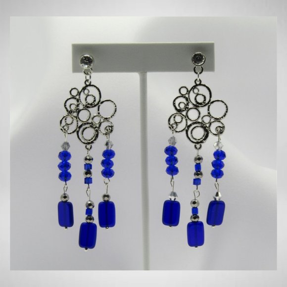 COPY - Sapphire Blue and Silver Colour Beaded Jewelry Set - Picture 5 of 5